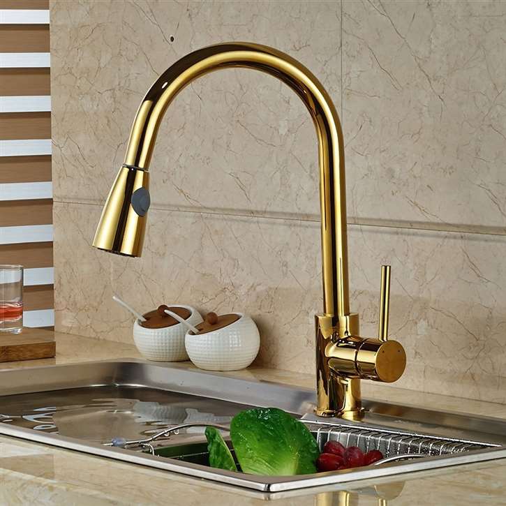 Fontana Manaus Deck Mount Gold Kitchen Faucet