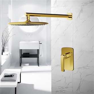 Fontana Brand vs Bed Bath and Beyond Melun Wall Mounted Brass Gold Rainfall Shower Head Set