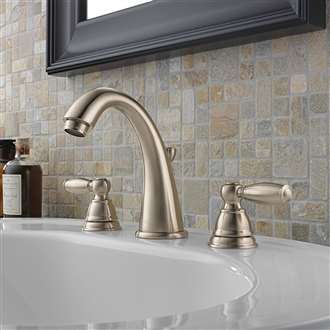 Quesnel Dual Handle Brushed Nickel Bathroom Commercial Sink Tap 