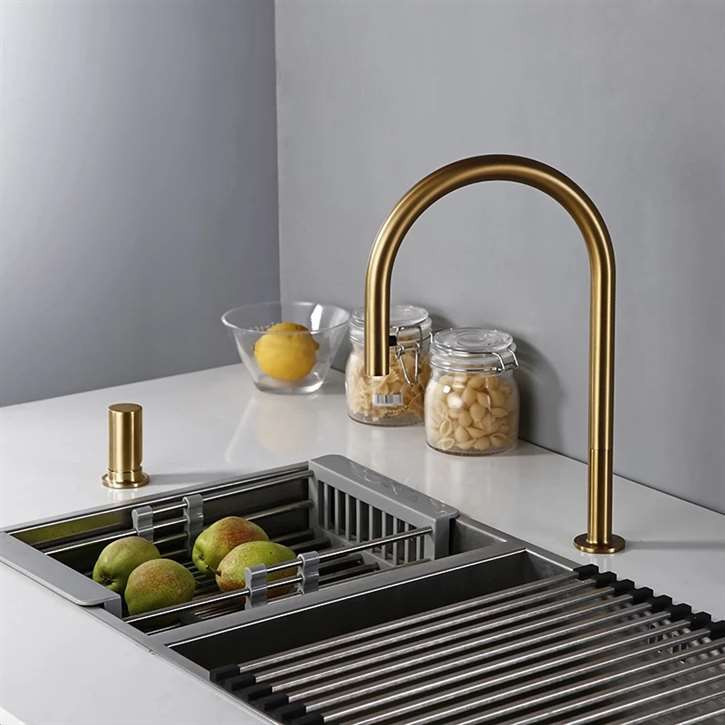 New Faucet Invisible Pull Out Sprayer Head Double Hole Single Handle ...