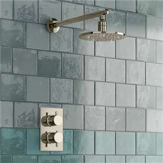 BIM File 8" Round LED Thermostatic Mixer Shower Kit Modern Bathroom Concealed Set