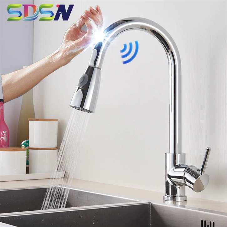 Fontana Valence Metallic Chrome Smart Sensor Kitchen Faucet with Pull Down Sprayer