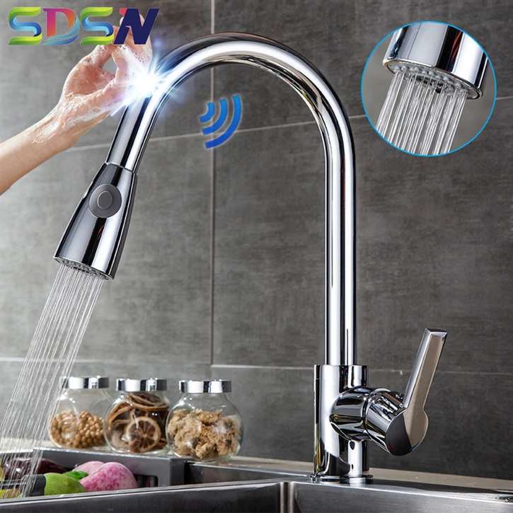 Fontana Verona Chrome Smart Sensor Kitchen Faucet with Pull Down Sprayer