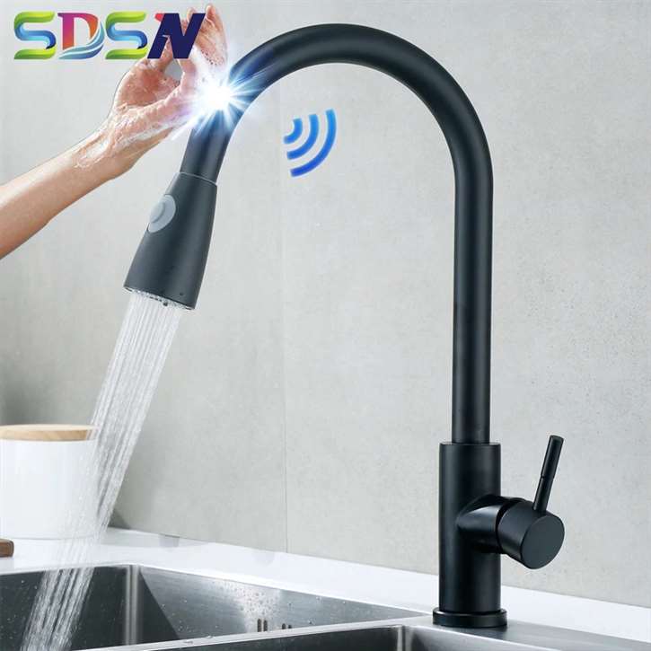 Fontana Marsala Matte Black Smart Sensor Kitchen Faucet with Pull Down Sprayer