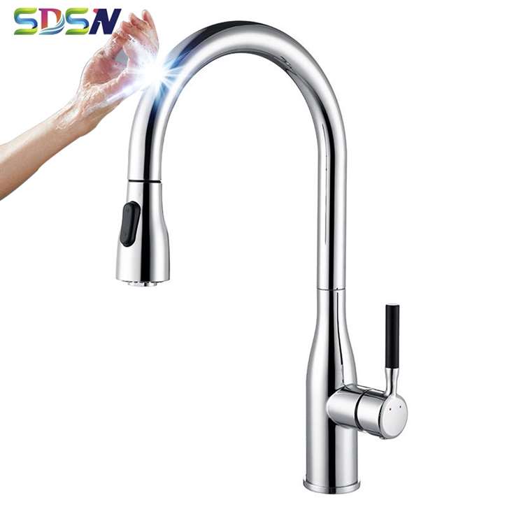 Fontana BollnÃƒÂ¤s Brass Pull Down Smart Sensor Touch Kitchen Faucet Chrome Finish