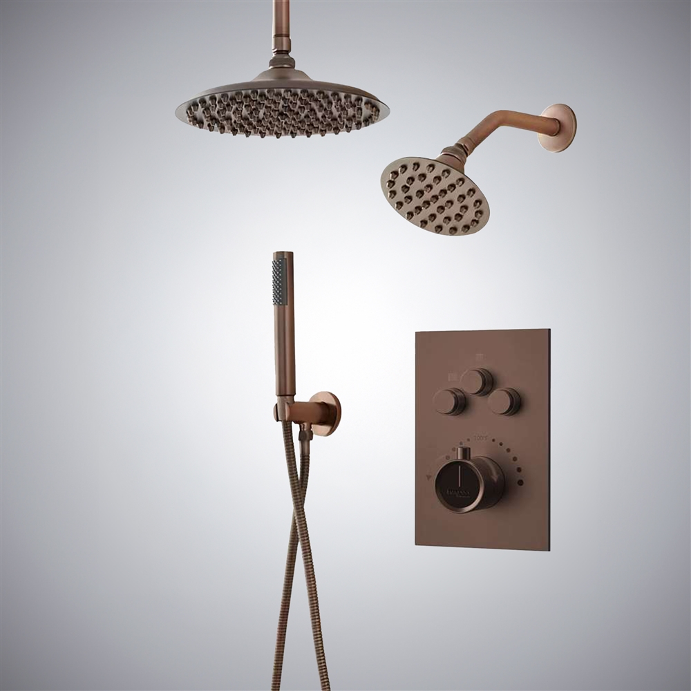 Fontana Treguncâ€Ž  Oil Rubbed Bronze Dual Round Shower Head Set