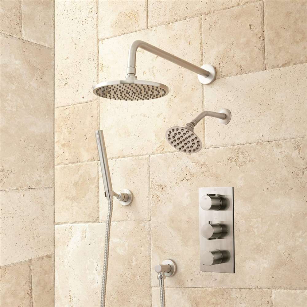 Fontana Wall-Mounted Dual Round Shower Heads with Handshower