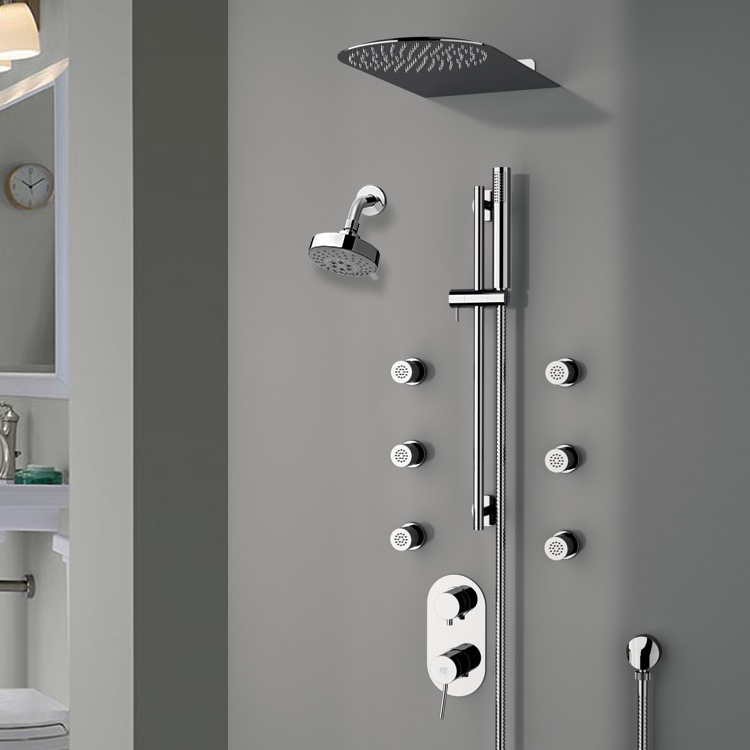 Fontana Deluxe Dual Rain Showerhead With Six Jet Sprays and Handshower (FS1339)