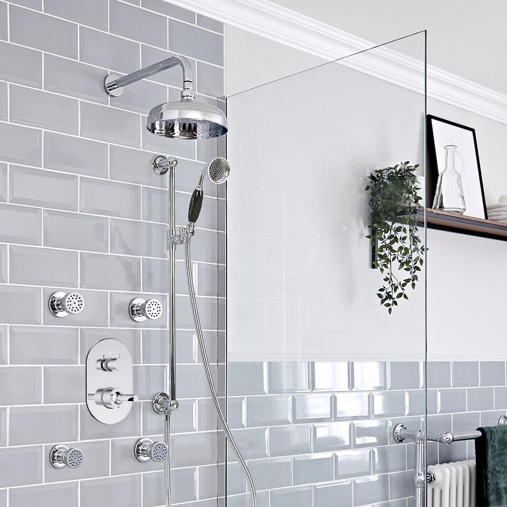 Fontana Chrome Rain Shower System with Handshower Jet Spray