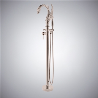 Fontana Deauville Brushed Nickel Finish Swan Shape Bath Tub Faucet with Hand Shower Type B
