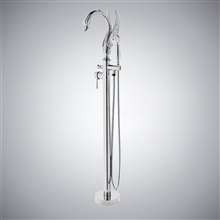 Fontana Laxe Chrome Finish Swan Shape Bath Tub Faucet Single Handle with Hand Shower