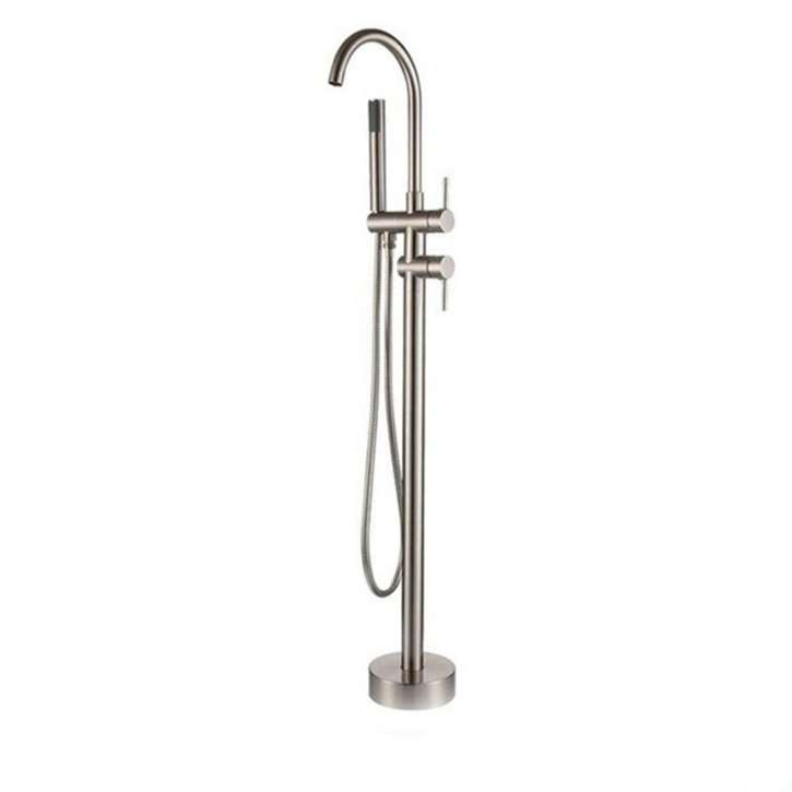 Fontana Toulouse Floor Stand Brushed Nickel Finish Bath Tub Faucet Dual Handle With Hand Shower