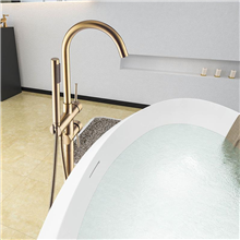 Fontana Cholet Floor Stand Gold Finish Bath Tub Faucet Dual Handle With Hand Shower