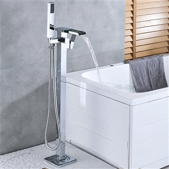 Fontana Marsala Bath Tub Faucet Floor Mounted Chrome Finish with Handheld Spray