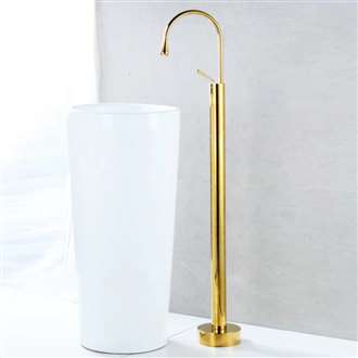 Fontana Creteil Brass Swivel Spout Floor Mounted Bathtub Faucet in Titanium Gold Finish