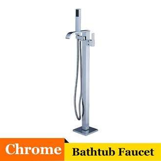 Fontana St. Gallen Chrome Finish Floor Standing Bathtub Faucet Single Handle with Hand Shower