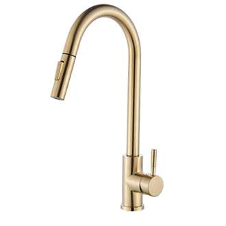Fontana SÃ¨te Gold Finish Stainless Steel Kitchen Faucet with Pull Down Sprayer