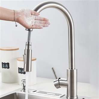 home depot kitchen sink faucets Brushed Nickel Finish Stainless Steel Kitchen Faucet with Pull Down Sprayer