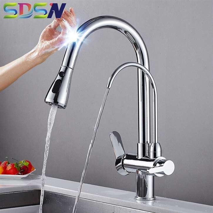 Fontana Dax Pull Down Touch Sensor with Filter Control Kitchen Faucet in Chrome Finish