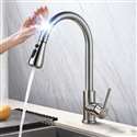 Fontana Deauville Brushed Nickel Pull Out Sensor Touch Kitchen Sink Faucet with Button For Two Way Flow