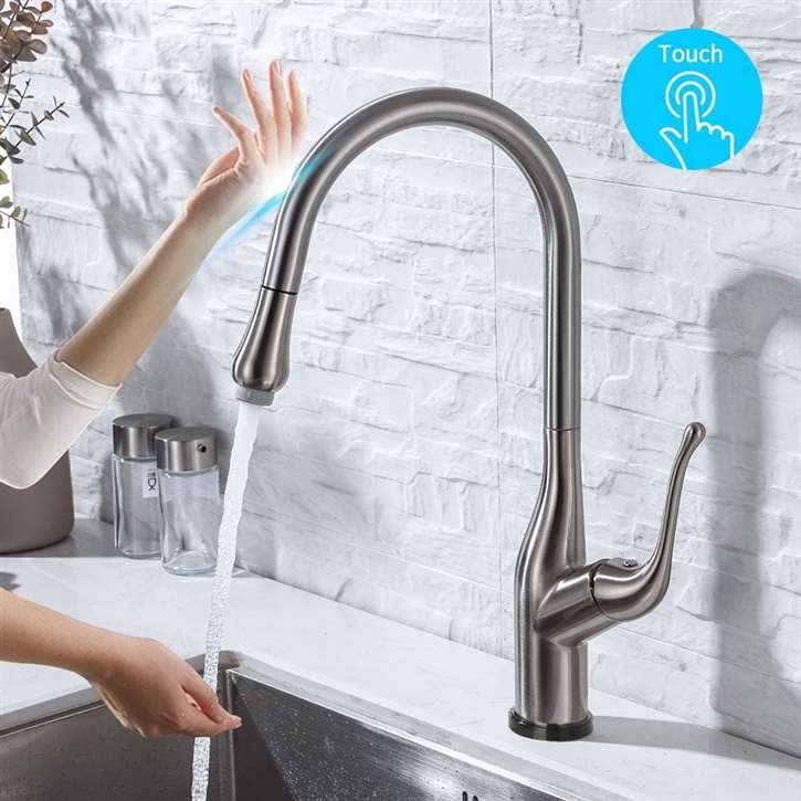 Fontana FS1448 St. Gallen brushed nickel touch kitchen faucet with pull down sprayer