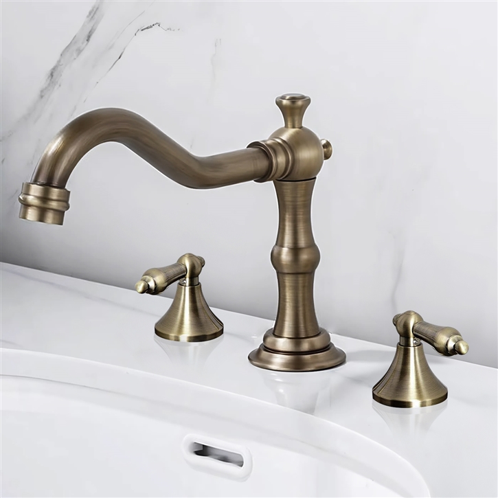 Fontana Antique Brass Dual Handle Bathroom Sink Faucet