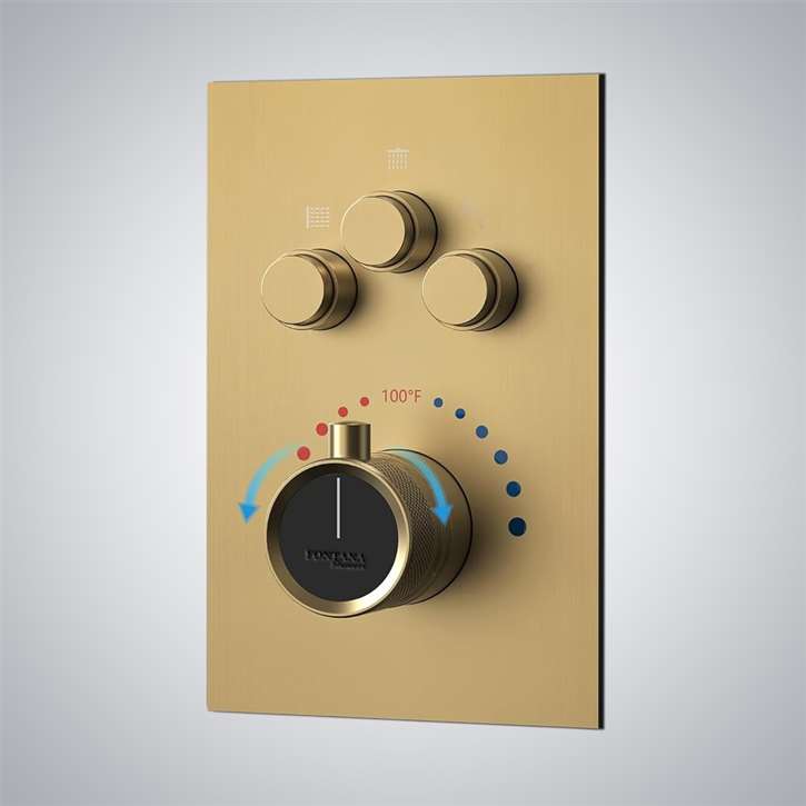 Fontana Fontaine Brushed Gold Thermostatic Shower Mixer - Luxury in ...