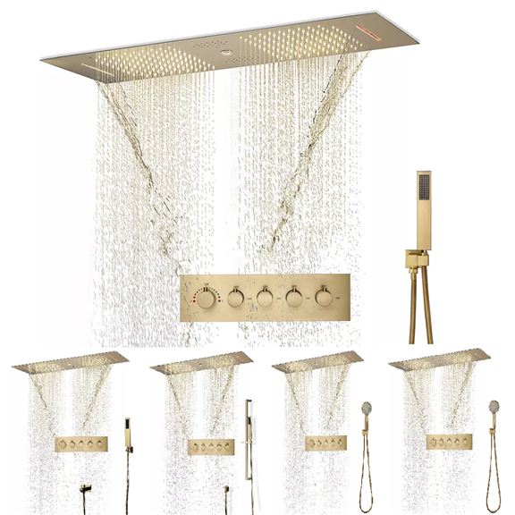 Fontana Dijon Waterfall Rainfall Remote Controlled Musical Thermostatic Shower System with Hand Shower