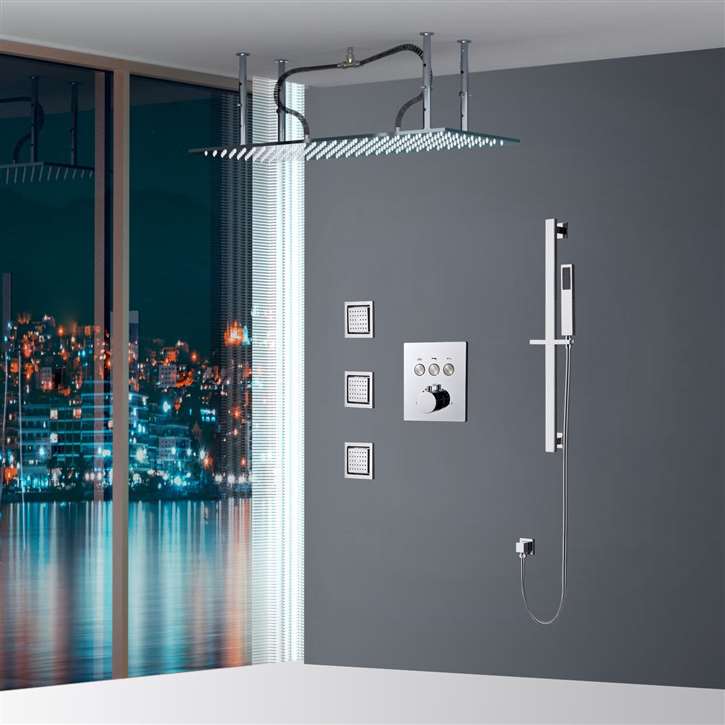 Browse Fontana Voghera 20*40in Chrome LED Ceiling Mount Rainfall Shower ...