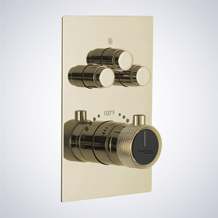 Fontana Luxe Champagne Thermostatic Shower Mixer | Elegant Temperature ...