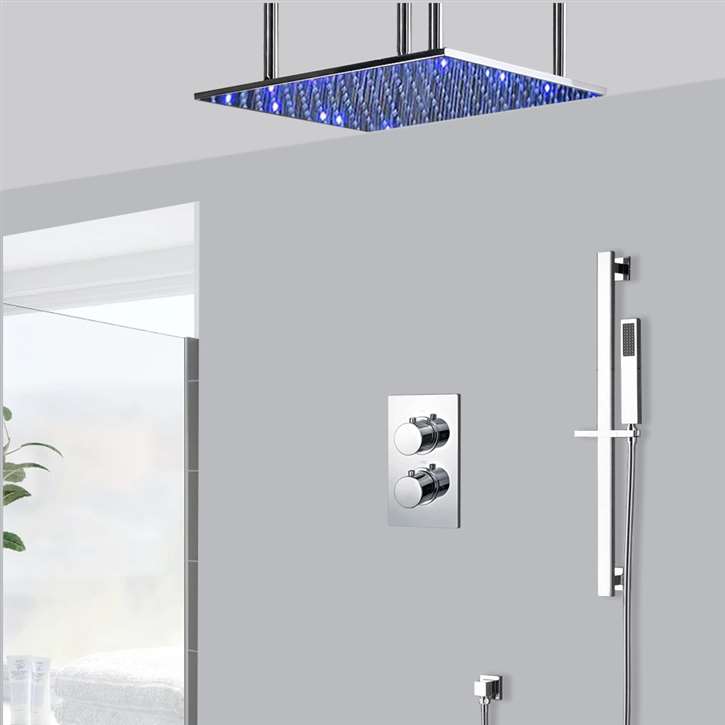 Fontana Cori 2-Way LED Rainfall Thermostatic Shower System with Handheld Shower