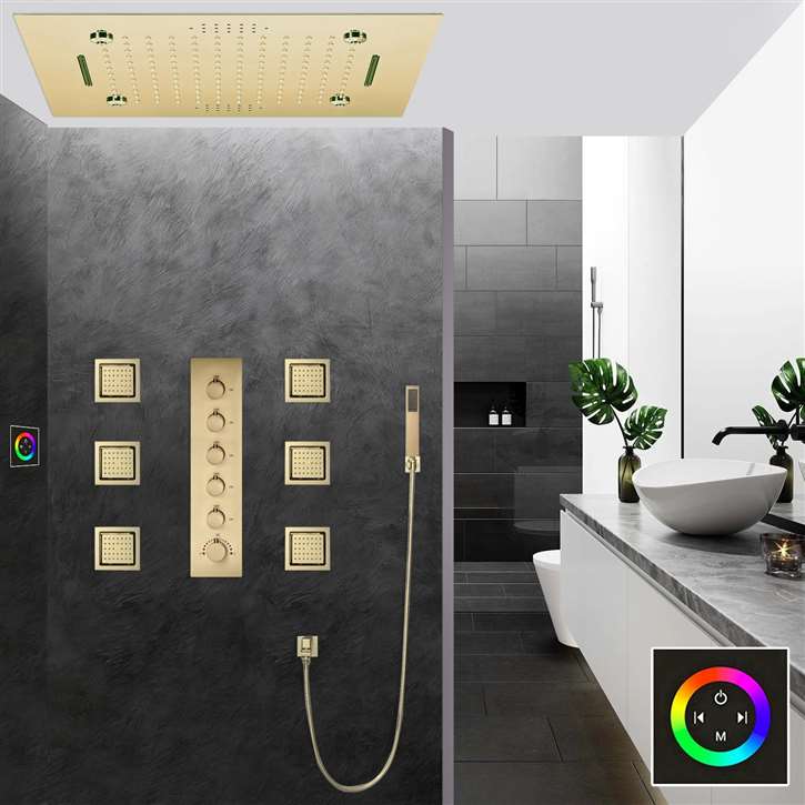 Fontana Thermostatic Touch Panel Controlled LED Musical Rainfall Shower ...