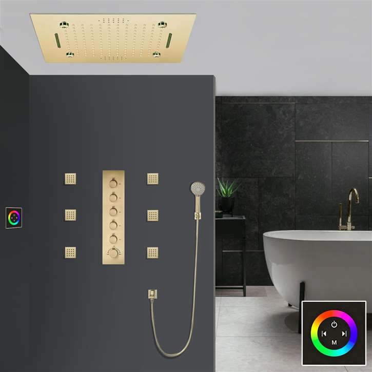 Fontana Ceiling Mount LED Rainfall Waterfall Mist Musical Shower System ...
