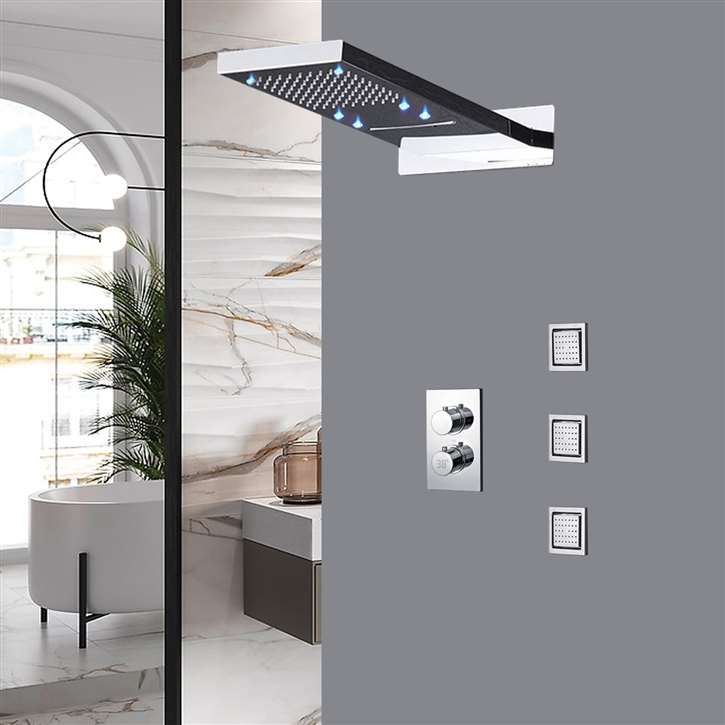 Browse Fontana Vasto 22" LED Chrome Wall Mount Digital Waterfall ...