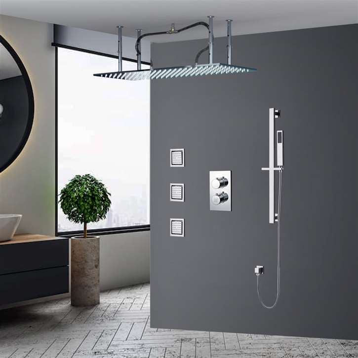 Browse Fontana Enna 20*40" Chrome LED Digital Ceiling Mount Rainfall ...