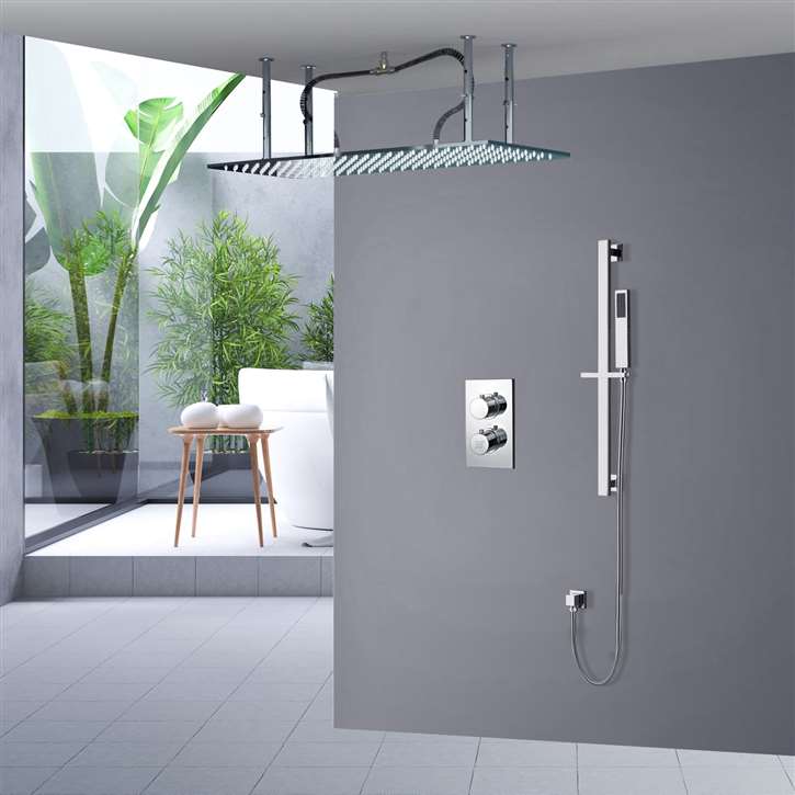 Browse Fontana Avola 20*40" LED Chrome Digital Ceiling Mount Rainfall ...