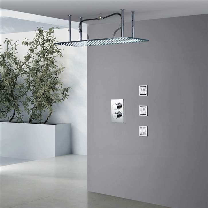 Browse Fontana Jesi 20*40" Chrome LED Digital Ceiling Mount Rainfall ...