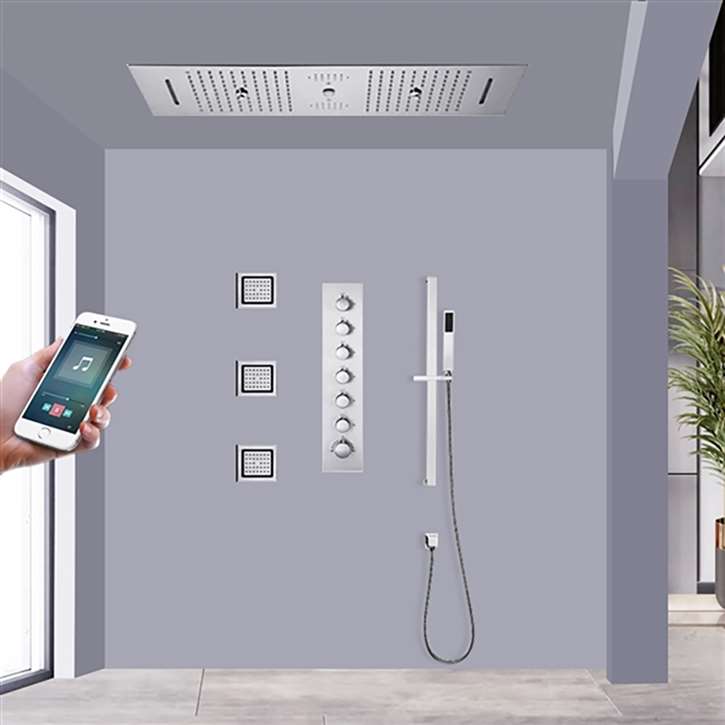 FontanaShowers Brescia Chrome Musical Phone-Controlled Thermostatic LED Shower System