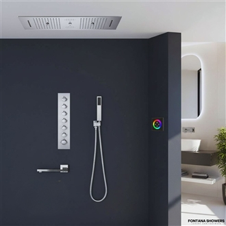 Rimini thermostatic LED shower system for temperature stability and anti-scald protection