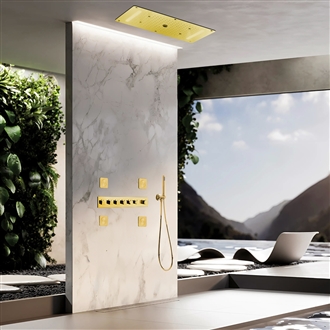 Fontana Novara premium polished-gold recessed rainfall shower system