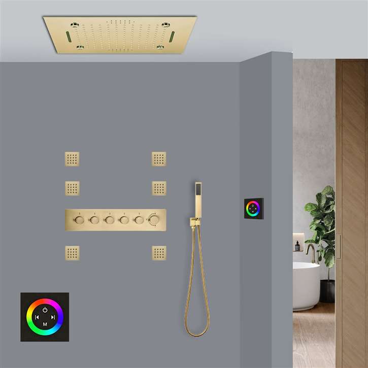 LED Rainfall Waterfall Mist Musical Shower System with Jetted Body ...