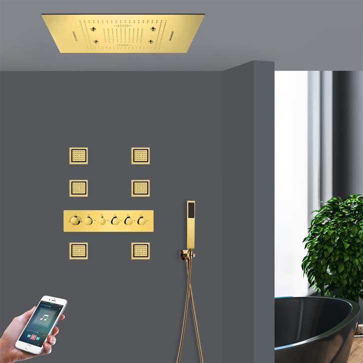 Luxury Gold Rain & Waterfall Bluetooth Speakers LED Showers