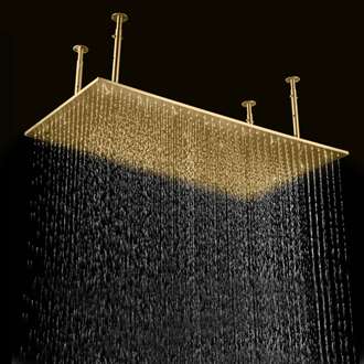 Luxury Shower Head Fontana Casoria 20x40in Brushed Gold Ceiling Mount Rain Shower Head