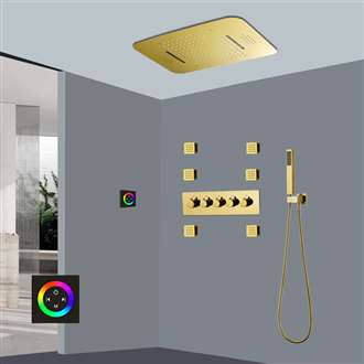 Fontana Brand vs Moen Creteil Rainfall Waterfall Thermostatic LED Smart Musical Shower Head Set Touch Panel Controlled