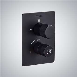 Shower Controls Revit Families Vicenza 3 Function Matte Black Smart LED Digital Display Thermostat Shower Controller Mixer