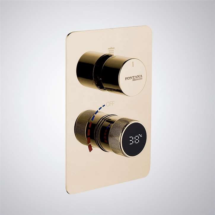 Fontana Vicenza 3 Function Champagne Smart LED Digital Display Thermostat Shower Controller Mixer