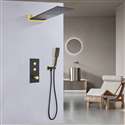Fontana Calvero Matte Black/Gold 2 Functions Wall Mount Rainfall Shower System with Handheld Shower
