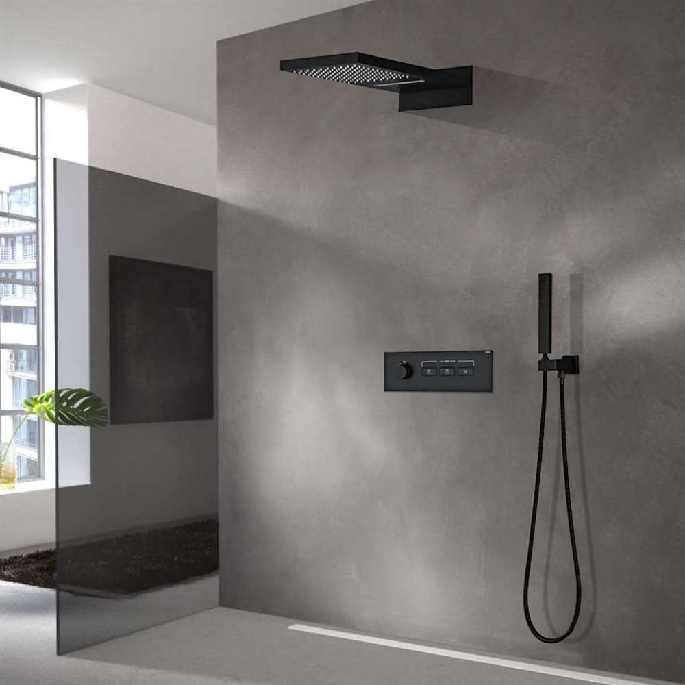 Fontana Florence Matte Black 3 Functions Wall Mount Shower