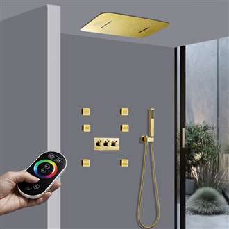 Fontana Brand vs Bed Bath and Beyond St. Gallen Remote Controlled Smart Musical LED Hot and Cold Rainfall Waterfall Shower Head System with Handheld Shower