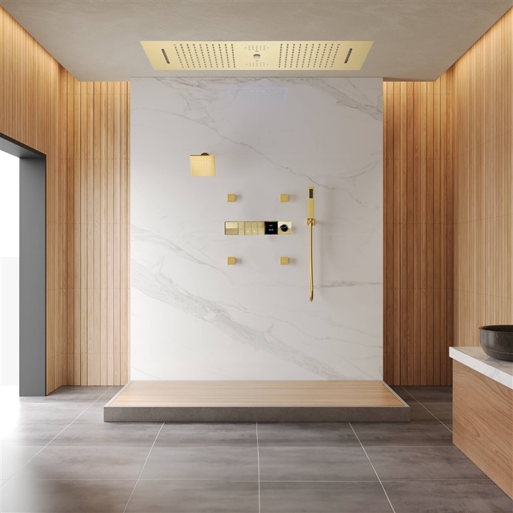 Browse our Fontana Thermostatic Brushed Gold Shower System | Fontana ...
